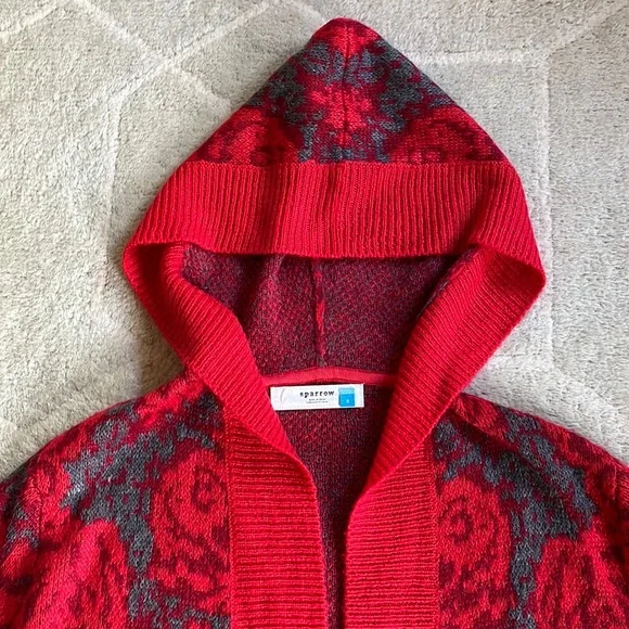 Anthropologie Sparrow Maraschino Floral Sweater Coat - Picture 4 of 13